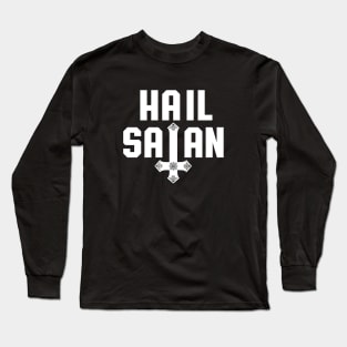 Hail Satan | White on Black | Satanic Long Sleeve T-Shirt